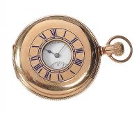 GOLD PLATED HALF HUNTER POCKET WATCH - ELGIN WATCH COMPANY, NUMBER 12474621 at Ross's Online Art Auctions