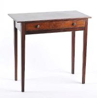 GEORGIAN MAHOGANY OCCASIONAL TABLE WITH A SINGLE DRAWER & RAISED ON SQUARE TAPERED LEGS at Ross's Online Art Auctions