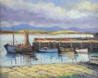 OLD HARBOUR AT ROUNDSTONE, CONNEMARA by Norman J. McCaig at Ross's Online Art Auctions