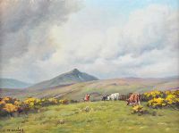CATTLE IN THE GLENS, NEAR CUSHENDALL by Charles McAuley at Ross's Online Art Auctions