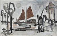 BOAT IN THE HARBOUR by Markey Robinson at Ross's Online Art Auctions