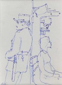 FRENCH POLICEMAN & THE SEATED WOMAN by George Campbell RHA RUA at Ross's Online Art Auctions