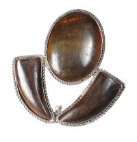 SILVER-TONE METAL AND HORN PENDANT/BROOCH at Ross's Online Art Auctions