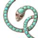 SILVER SERPENT CLIP BROOCH SET WITH TURQUOISE AND RUBY at Ross's Online Art Auctions