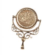 9CT GOLD SWIVEL FOB PENDANT SET WITH A ST GEORGE MEDAL at Ross's Online Art Auctions