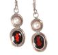SILVER DROP EARRINGS SET WITH FAUX PEARL AND GARNET at Ross's Online Art Auctions