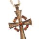 9CT GOLD CROSS SET WITH GARNET ON A 9CT GOLD ROPE LINK CHAIN at Ross's Online Art Auctions