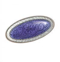 STERLING SILVER OVAL BROOCH WITH GUILLOCHE ENAMEL at Ross's Online Art Auctions