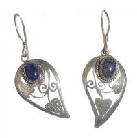 STERLING SILVER PIERCED DROP EARRINGS SET WITH LAPIS LASULI at Ross's Online Art Auctions