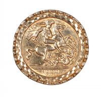 9CT GOLD RING SET WITH A ST GEORGE MEDAL at Ross's Online Art Auctions