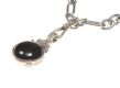 STERLING SILVER ALBERT-STYLE CHAIN AND ENGRAVED COLOURED STONE FOB at Ross's Online Art Auctions
