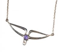 STERLING SILVER NECKLACE SET WITH AMETHYST at Ross's Online Art Auctions