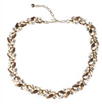 TRIFARI 1950'S GOLD-TONE METAL NECKLACE SET WITH CRYSTALS at Ross's Online Art Auctions