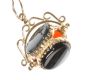 MINIATURE 9CT GOLD SWIVEL FOB SET WITH HARDSTONE at Ross's Online Art Auctions