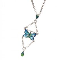 STERLING SILVER AND ENAMEL BUTTERFLY NECKLACE at Ross's Online Art Auctions