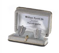 18CT WHITE GOLD AND DIAMOND GENT'S CUFFLINKS at Ross's Online Art Auctions
