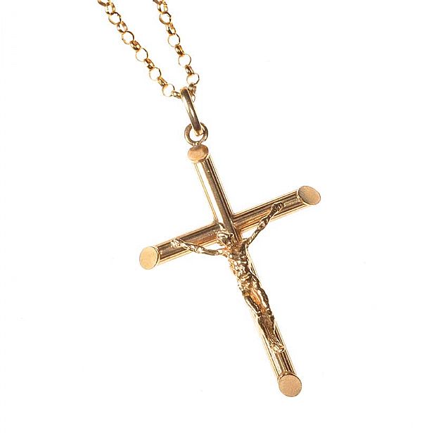 9CT GOLD CRUCIFIX CROSS PENDANT AND CHAIN