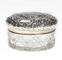 STERLING SILVER AND CUT GLASS DRESSING TABLE JAR at Ross's Online Art Auctions