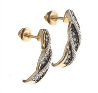 10CT GOLD CHAMPAGNE AND COLOURLESS DIAMOND-SET EARRINGS at Ross's Online Art Auctions