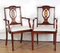 PAIR OF INLAID CARVER CHAIRS at Ross's Online Art Auctions