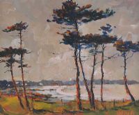 TREES BY THE LOUGH by Norman J. Smyth RUA at Ross's Online Art Auctions