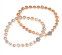 SET OF TWO FRESHWATER PEARL AND CRYSTAL BRACELETS at Ross's Online Art Auctions