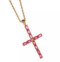 GOLD-TONE METAL AND CRYSTAL CROSS FROM THE ELVIS COLLECTION at Ross's Online Art Auctions