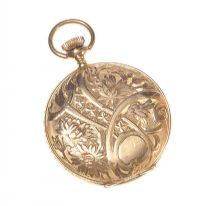 LONGINES ENGRAVED 18CT GOLD LADY'S FOB WATCH at Ross's Online Art Auctions