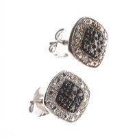 STERLING SILVER AND DIAMOND CLUSTER EARRINGS at Ross's Online Art Auctions