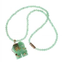 JADE BEADED NECKLACE WITH 18CT GOLD AND JADE ELEPHANT PENDANT at Ross's Online Art Auctions