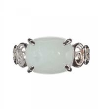 STERLING SILVER AND JADE RING at Ross's Online Art Auctions