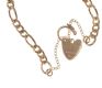 9CT GOLD FIGARO LINK BRACELET WITH HEART-SHAPED PADLOCK CLASP at Ross's Online Art Auctions