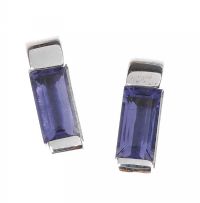 9CT WHITE GOLD TANZANITE EARRINGS at Ross's Online Art Auctions