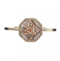 10CT GOLD COGNAC AND WHITE DIAMOND CLUSTER RING at Ross's Online Art Auctions