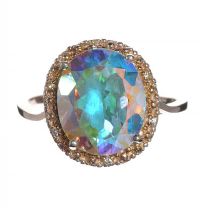 STERLING SILVER MERCURY TOPAZ AND DIAMOND CLUSTER RING at Ross's Online Art Auctions