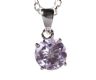 SILVER-TONE METAL AND AMETHYST SOLITAIRE PENDANT AND CHAIN at Ross's Online Art Auctions