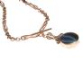 9CT ROSE GOLD ALBERT CHAIN WITH T-BAR AND FOB SET WITH BLUE AGATE AND MOTHER-OF-PEARL at Ross's Online Art Auctions