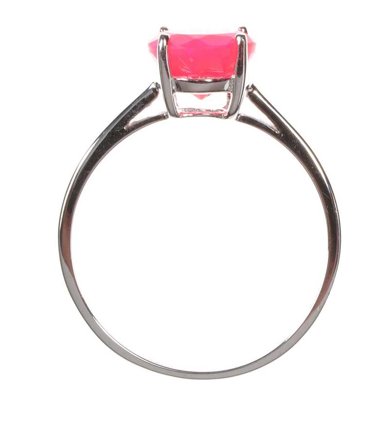 STERLING SILVER AND NEON PINK OPAL RING
