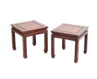 PAIR OF SQUARE CHERRYWOOD LAMP TABLES at Ross's Online Art Auctions