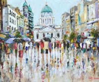 BUSY DAY SHOPPING, BELFAST by Holly Hanson at Ross's Online Art Auctions