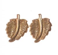 ENGRAVED 9CT GOLD LEAF STUD EARRINGS at Ross's Online Art Auctions