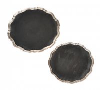 PAIR OF STERLING SILVER RIMMED CARD TRAYS at Ross's Online Art Auctions