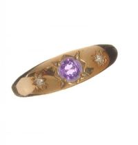 VICTORIAN 9CT GOLD AMETHYST AND DIAMOND RING at Ross's Online Art Auctions