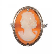 SILVER RING SET WITH A CAMEO at Ross's Online Art Auctions