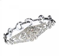 1920'S SILVER-TONE METAL AND CRYSTAL BRACELET at Ross's Online Art Auctions