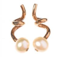 9CT GOLD EARRINGS SET WITH A CULTURED PEARL at Ross's Online Art Auctions