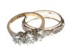 9CT GOLD AND SILVER CRYSTAL-SET THREE STONE DRESS RING AND ETERNITY RING at Ross's Online Art Auctions