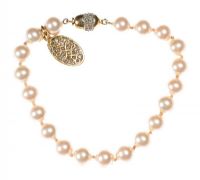1980'S GOLD-TONE METAL AND FAUX PEARL BRACELET FROM HARRODS OF LONDON at Ross's Online Art Auctions