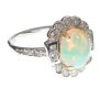 18CT WHITE GOLD OPAL AND DIAMOND CLUSTER RING IN THE STYLE OF ART DECO at Ross's Online Art Auctions