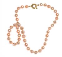PINK FRESWATER PEARL NECKLACE WITH GOLD-TONE CLASP at Ross's Online Art Auctions
